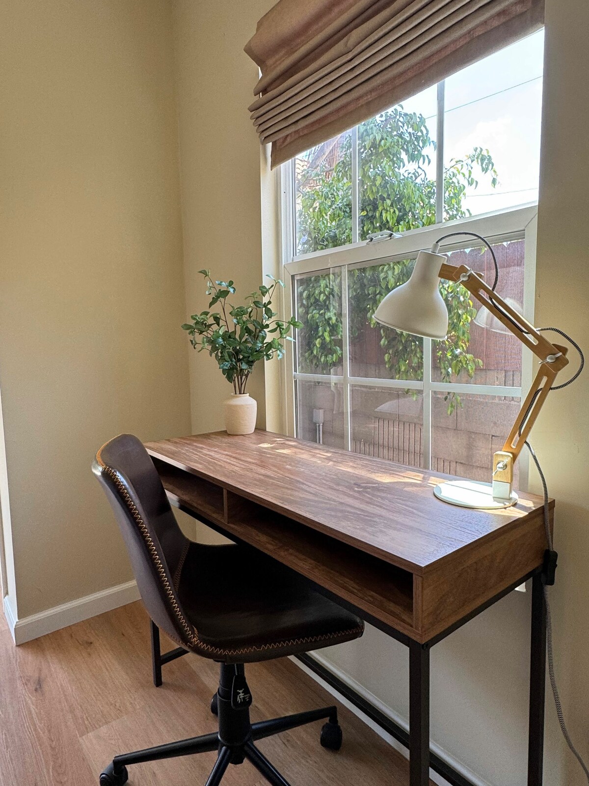 The dedicated workspace by a bright window